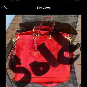 Gucci..Guccissima Medium Valentine Top Handle Bag Red(limited addition)